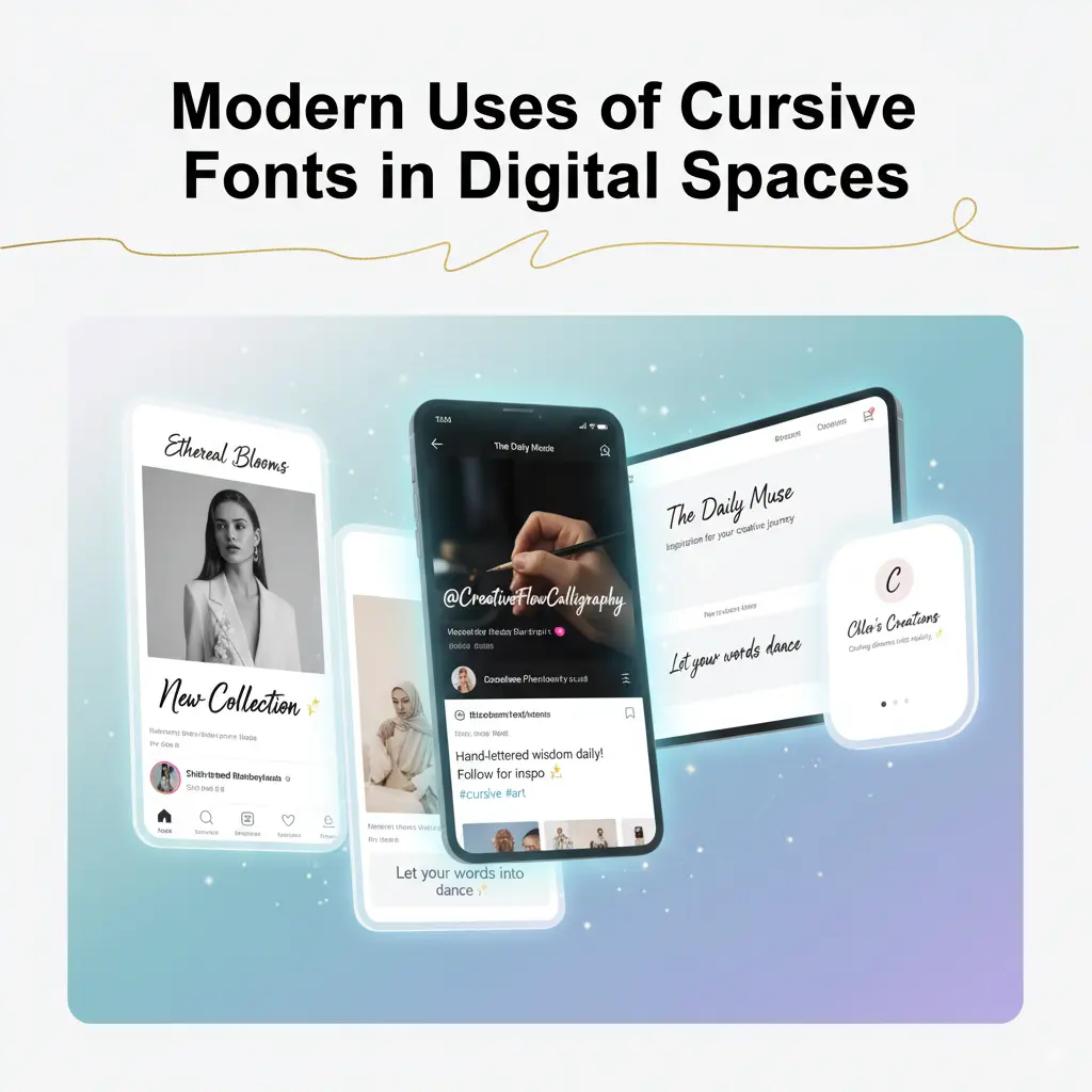 Uses of cursive fontss in digital spaces