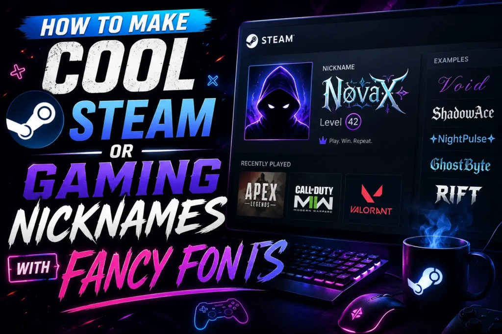 How to Make Cool Steam or Gaming Nicknames with Fancy Fonts 2 cool stream or gaming nicknames with Fancy fonts